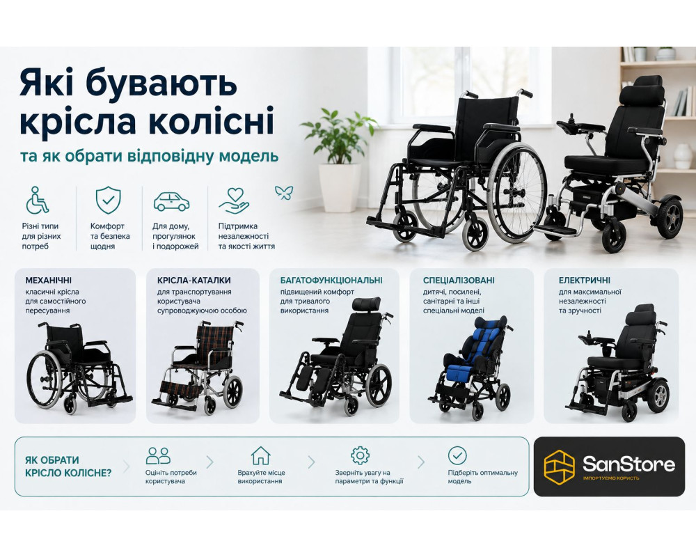 Які бувають крісла колісні та як вибрати інвалідний візок