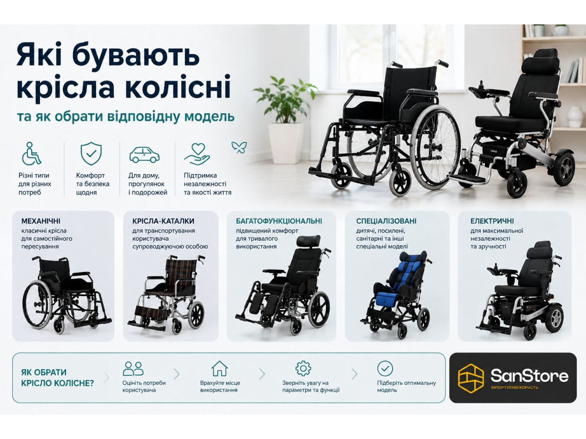 Які бувають крісла колісні та як вибрати інвалідний візок
